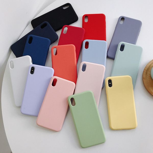 Silicone Solid Color Phone Case para Huawei P40 P8 P9 P20 P30 Lite E 2017 Pro Mini Soft Cover Candy P Smart Z Plus 2019