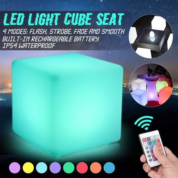 Luci notturne Cubo luminoso a LED RGB Sedia da 30 cm Illuminazione ricaricabile impermeabile con telecomando per decorazioni per la casa di feste da bar