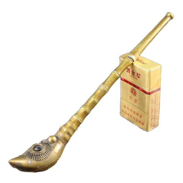 

china old beijing old goods cigarette smoker grab bronze tobacco pipe, Black