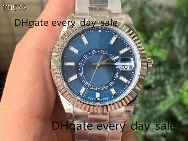

new n-factory made watch 42mm pilot sky-dweller cal9001 movement automatic mechanical men's watches 904l luxury diving wristwatch-, Slivery;brown