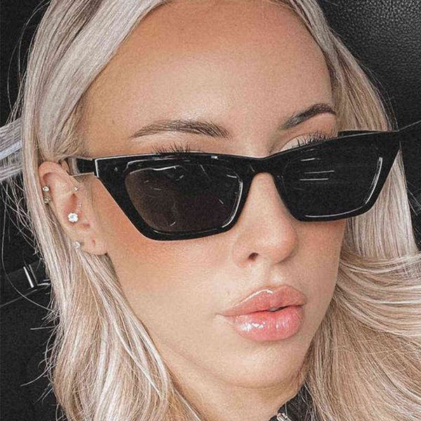 

retro black cat eye sunglasses women luxury brand small frame rectangle jelly sun glasses okulary uv400 shades eyewear 220728, White;black