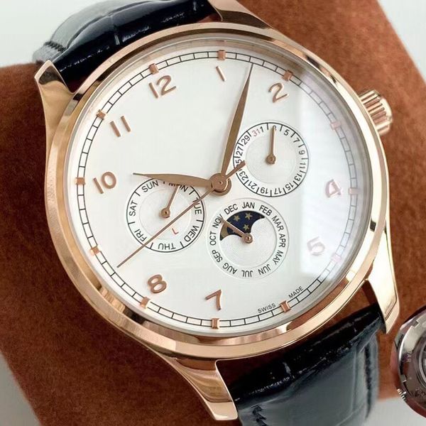 

luxury men's automatic mechanical designer watch montre de luxe month week date, Slivery;brown