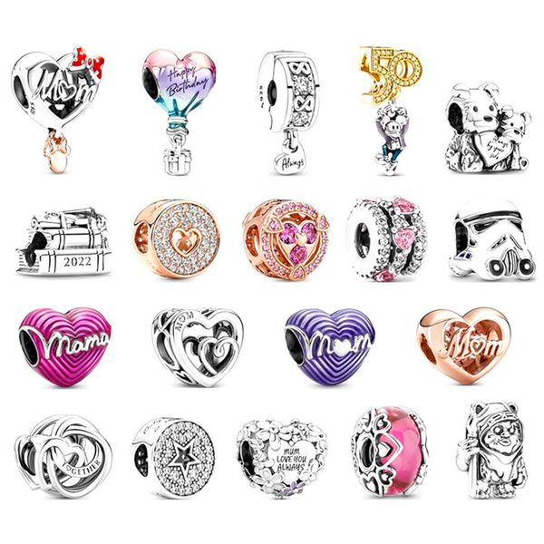 

mother's day 925 sterling silver fit pandora charms bracelets mom mama love heart forever graduate charm for european women w327f, Golden;silver
