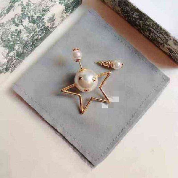 

jewel asymmetric five pointed star earrings, Golden