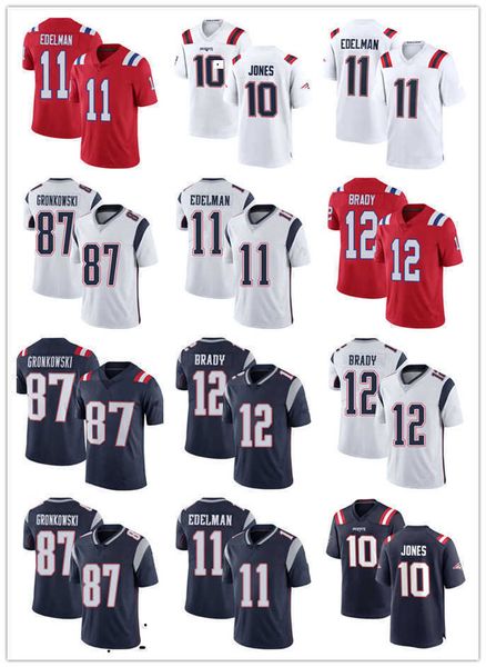 

football jerseys new england''patriots''men women youth 12 tom brady 87 rob gronkowski 11 julian edelman 10 mac jones na, Black;red