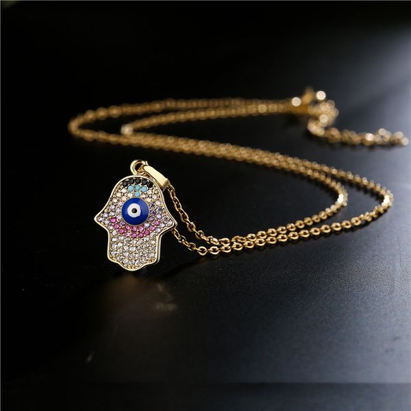 

blue evil eye pendant necklace 18k gold plated copper necklaces, Silver