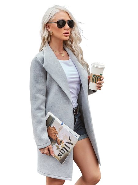 

waterfall collar belted coat c3hd#, Black