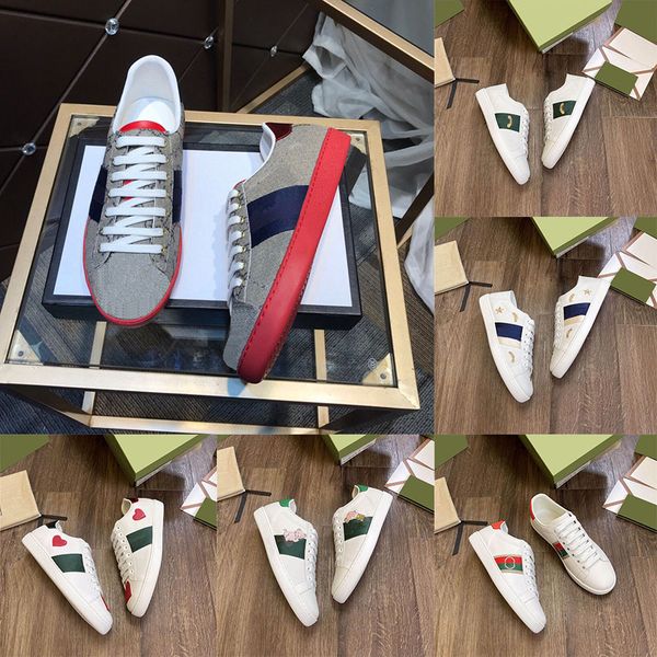 

designer casual shoes men women cow leather sneakers snake tiger letter g pattern embroidery luxury red green dress sneaker box, Black