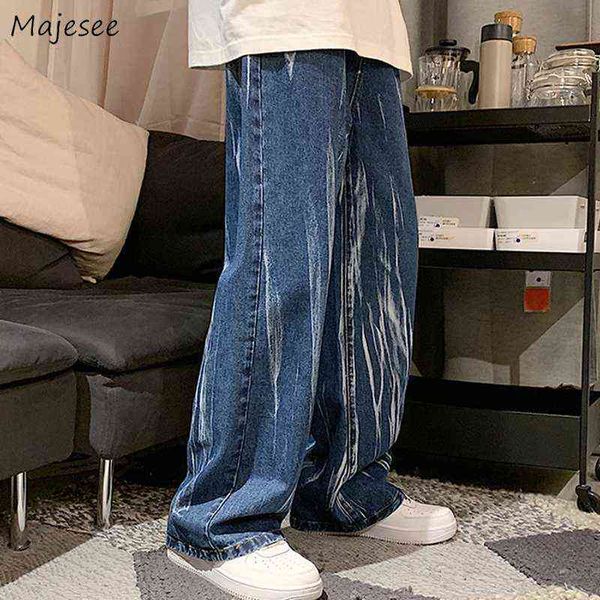 Jeans a gamba larga da uomo Baggy Tie Dye Mopping Adolescenti Pantaloni a vita bassa Moda Casual Streetwear Harajuku Cool Plus Size S-3XL High Street G0104