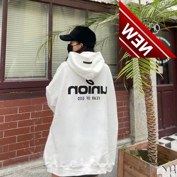 

ess joint name unio early spring 22 hooded letter loose men's and women's lovers' sweater, Black
