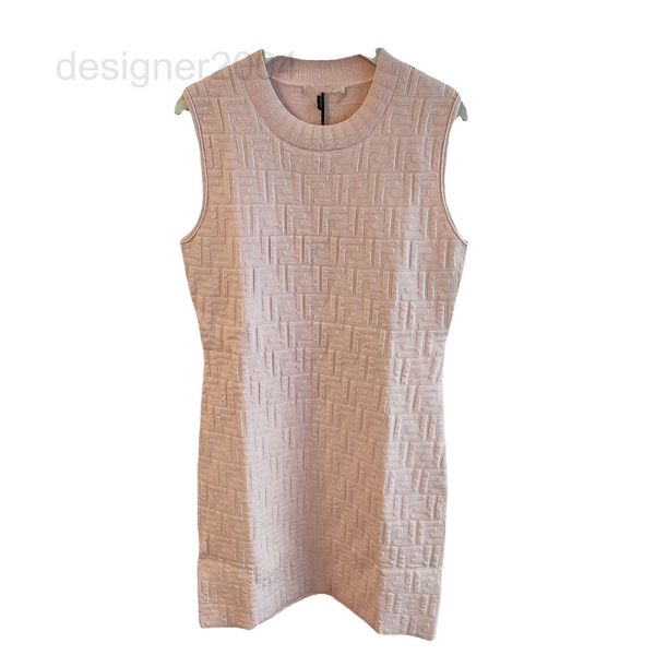

casual dresses designer college style 2022 summer women's new lotus pink round neck sleeveless side zipper slim knit dress yjdh, Black;gray