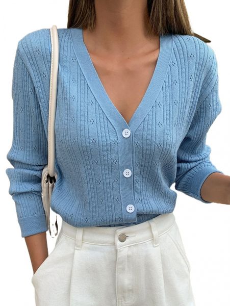 

dazy pointelle knit drop shoulder cardigan o4pm#, White;black