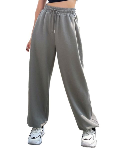 

dazy solid drawstring waist sweatpants w30h#, Black;white