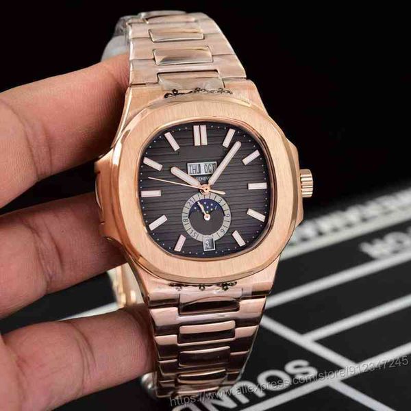 

designer mechanical watch classic automatic mechanical men watches sapphire multiple time zone transparent rose gold moon phase black blue, Slivery;brown