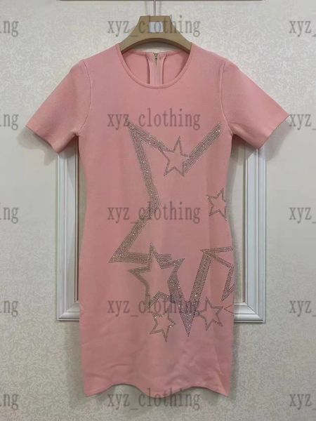 

22ss womens designers drill dress short sleeve pink dresses female dresses grace skirts lady-dresses designer high-end girls vests skirt new, Black;gray