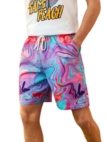 

romwe guys wave striped shorts d55c#, White;black