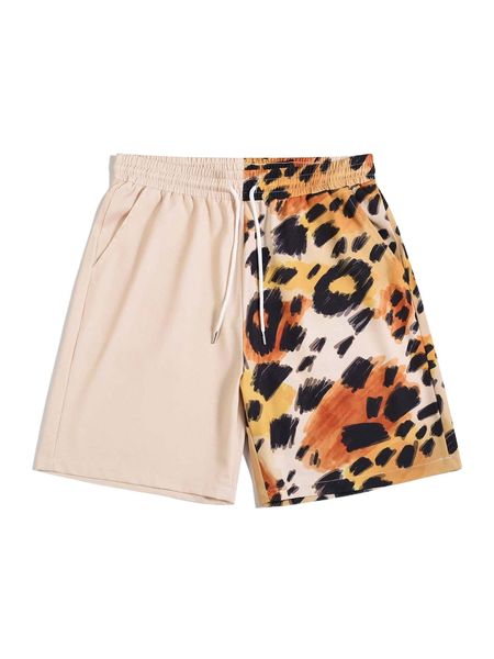 

romwe guys color-block drawstring shorts e8y2#, White;black