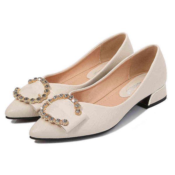 

dress shoes korean elegant flat princess shoes luxury rhinestone metal buckle high heels chunky heeled loafers 220319, Black