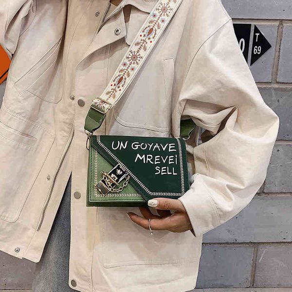 

2022 factory wholesale new super i foreign style small women's fashion korean version versatile messenger bag wide strap single shoulde