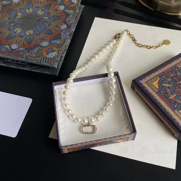 

2022 fashion designer necklaces pearl gold chains pendant women jewelry for wedding engagement party jewelry, Silver