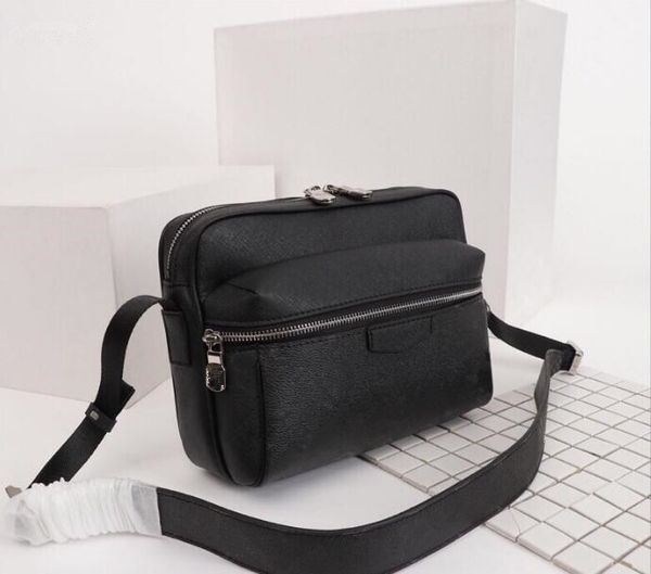 

men outdoor messenger bag black leather cross body office bags for man women designer crossbody purse with zipper and wide strap 26cm