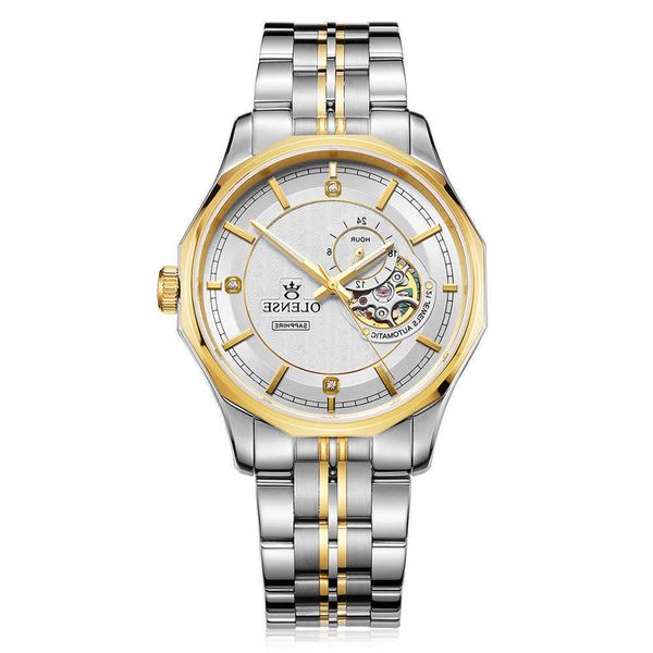 

new waterproof fashion selling brand men's high-end watches automatic mechanical stainless steel strap luminous, Slivery;brown