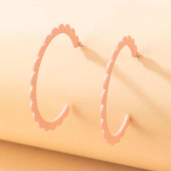

stud elegant round resin hoop earrings for women pink color big circle jagged female fashion party jewelry brincos, Golden;silver