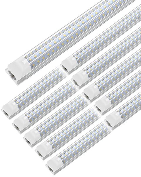 JESLED T8 LED-Röhren, D-förmig, 8 Fuß, 90 W, Tageslichtweiß, transparente Abdeckung, Shop, Garage, Büro, Lichter, 6 Packungen