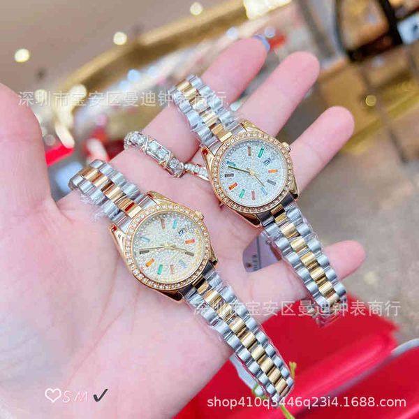 

luxury r wrist o live l e designer x watches recommendation log women's full diamond calendar fashion with, Slivery;brown