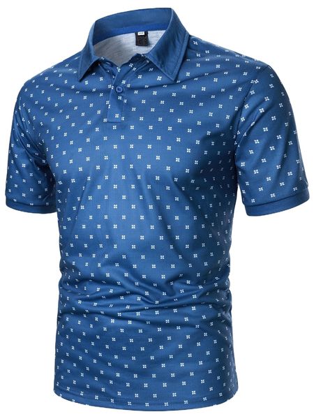 

men allover geo print polo shirt o10m#, White;black