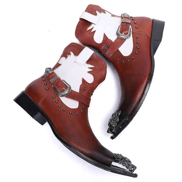 

boots martin boots fashionable men's cowboy boots autumn and winter casual shoes youth pointed high shoes, Black