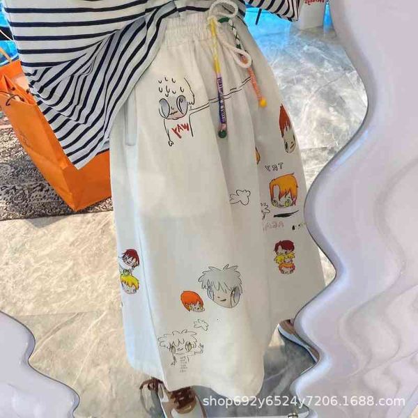 

skirts spring and summer xiaozhongchao cartoon cute enwu avatar elastic high waist drawstring skirt wucy, Black
