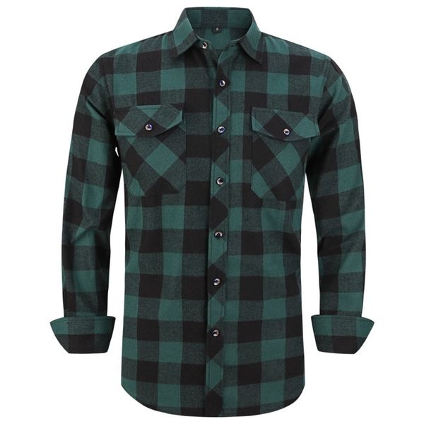 

men's plaid flannel shirt spring autumn male regular fit casual long-sleeved shirts for (usa size s  l xl 2xl) 220324, White;black