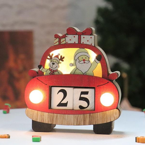 Decorações de interiores Car Christmas Wooden Creative European Crafts Pografia Props Decoração Home Luminous CalendarInterrior