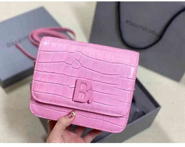 

bags designer fashion balencaigas's leather crocodile bag b-button tofu small square female messenger single shoulder stewardess kangka