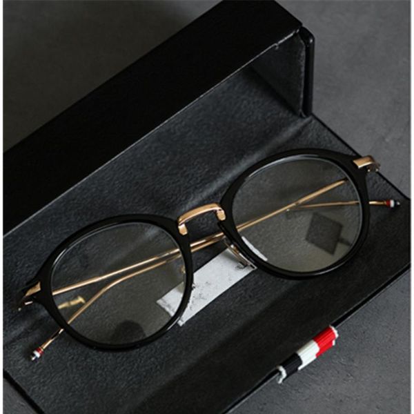 

fashion sunglasses frames thom brand round titanium alloy glasses frame men women prescription eyeglasses myopia reading eyewear tb011 with, Black