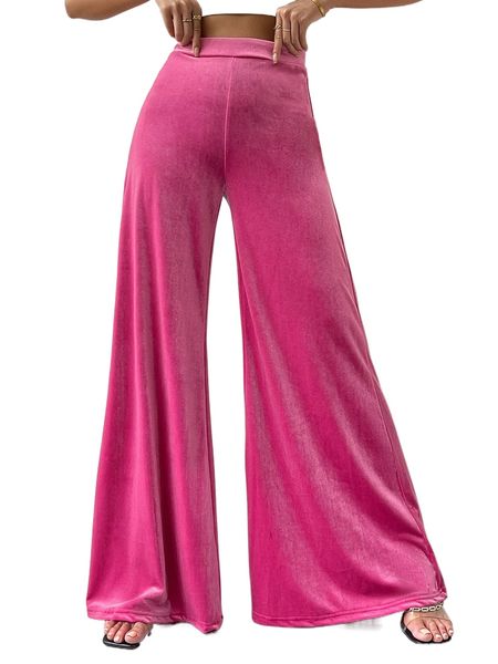 

high waist velvet wide leg pants z6cd#, Black;white