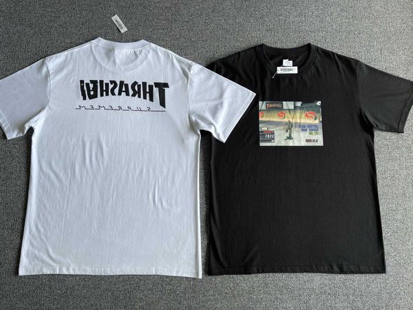 

21fw game tee flame letter co branded skateboard street retro old game graphic short sleeve t-shirt spot goods, White;black