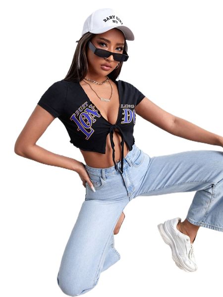 

letter graphic knot front crop t51o#, White