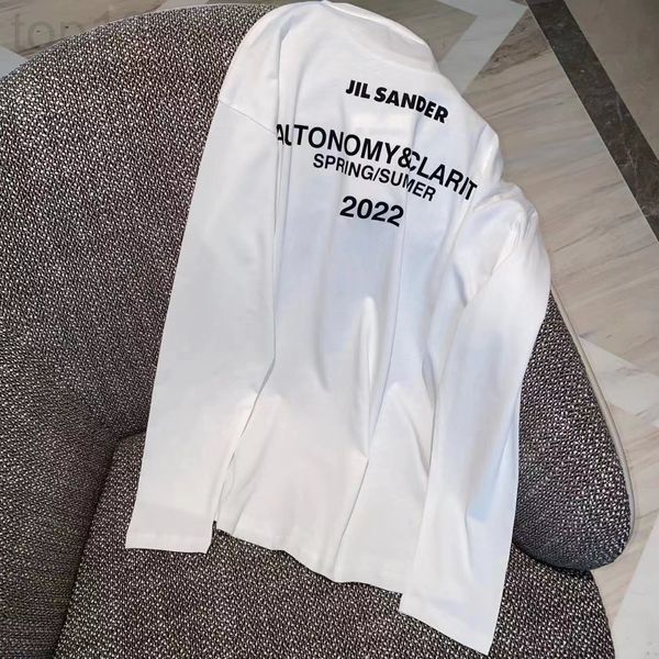 

women's t-shirt designer chaopai 22 early spring new niche design feeling loose leisure long sleeve thin t-shirt female back letter pri, White