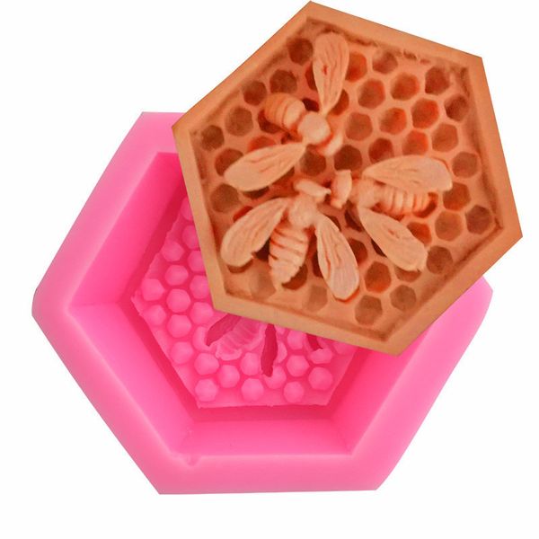 Stampi da forno 3D Ape a nido d'ape Fondente Stampi da forno Stampi in silicone per sapone fatto a mano Strumento per decorare torte Stampo per muffin al cioccolato Dessert