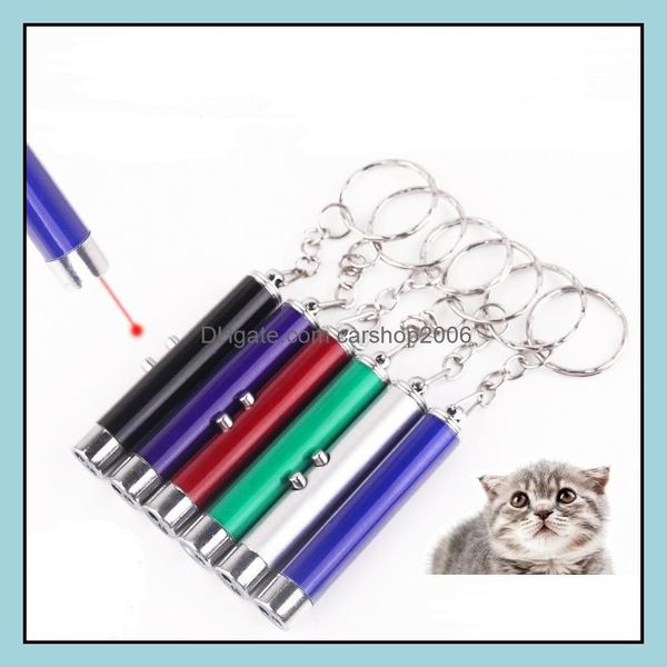 Toys de gato suprimentos Pet Home Garden Red a laser Ponteiro Pen Key Ring com luz LED branca mostra infravermelho port￡til S DH5EX