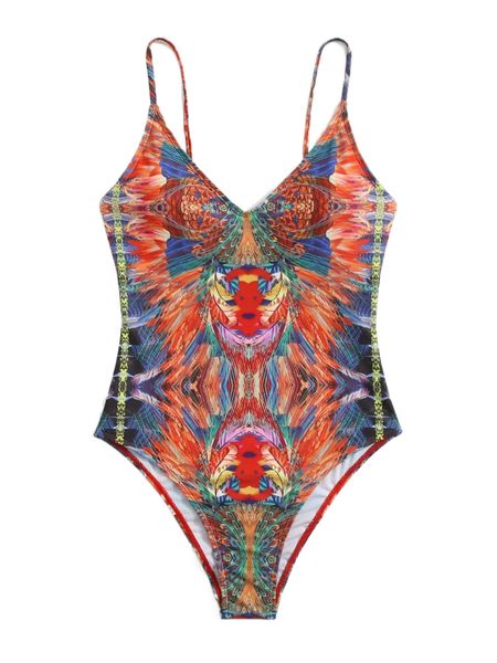 

g.raphic print o.ne p.iece swimsuit d3di#, White;black