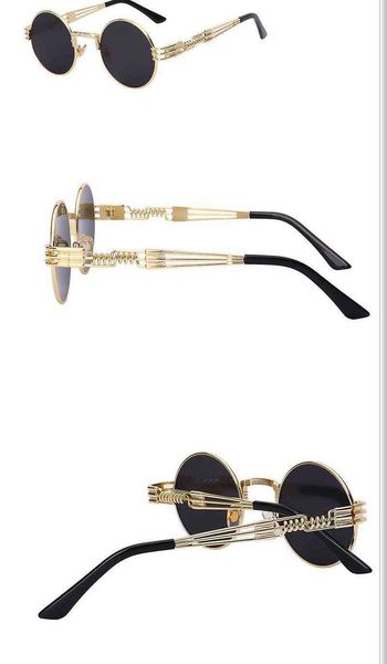 

designer cycle luxurious fashion sunglasses for woman mens european and american trendsetters round frame street p metal punk, White;black
