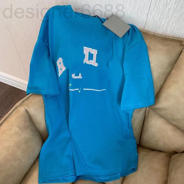 

women's t-shirt designer 22 spring and summer paris crack letter printing style os loose large couple round neck fashion short sleeve 1, White