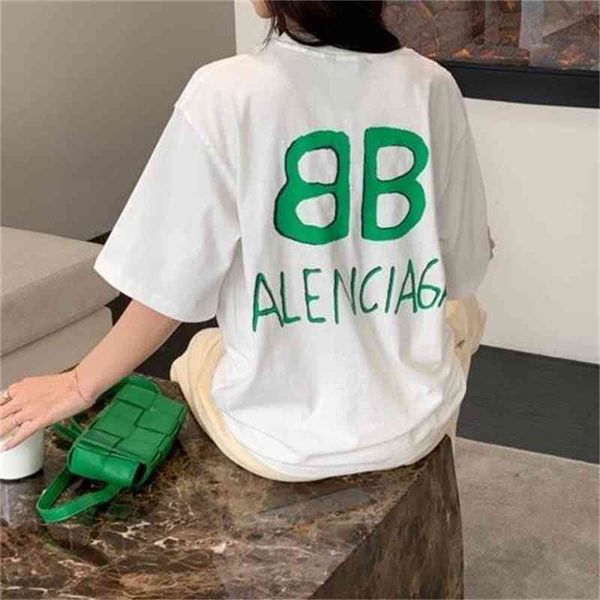 

2022 designer bal t shirt ba family hand-painted graffiti short, White;black
