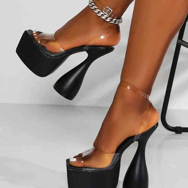 Sandalen Ribetrini zum Verkauf Ins Hot Sexy Girls Open Toe PVC High Heels Partykleid Clubwear Marke Runde klassische stilvolle Schuhe 220402