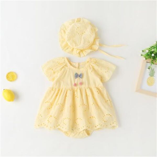 

baby onesie summer cotton embroidered bow newborn romper baby clothes a18, Blue