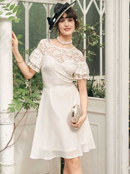 

miusol eyelet lace insert zip back dress r2xo#, Black;gray