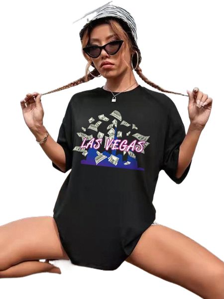 

cash & letter graphic drop shoulder tee e1mk#, White